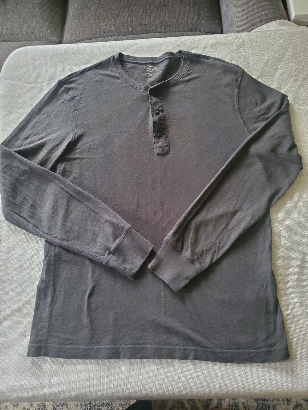 J. Crew Men's Medium Long-Sleeve Henley in Charcoal Gray